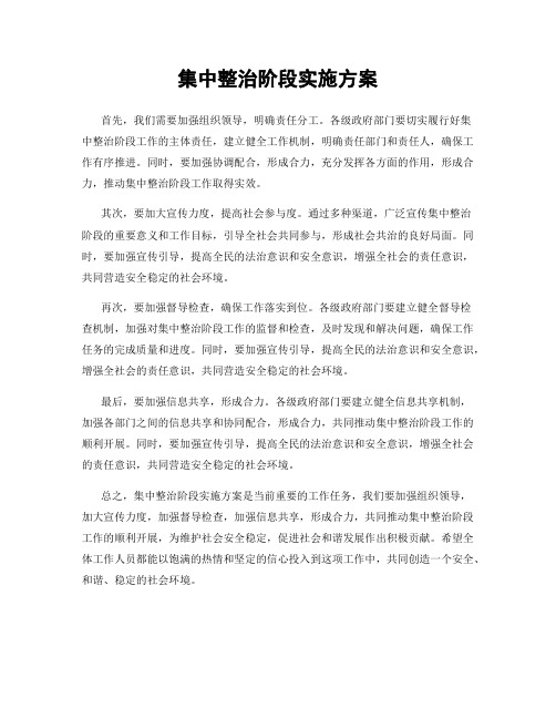 集中整治阶段实施方案