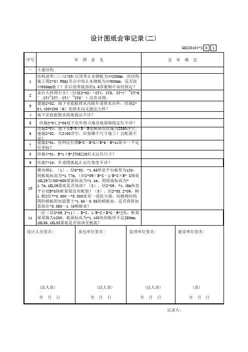 结构1-设计图纸会审记录(二)GD220104-2