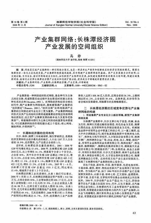 产业集群网络:长株潭经济圈产业发展的空间组织