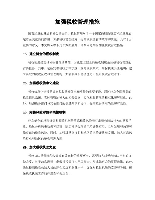 加强税收管理措施