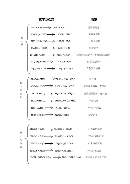 酸碱化学方程式