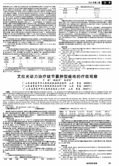 艾拉光动力治疗结节囊肿型痤疮的疗效观察