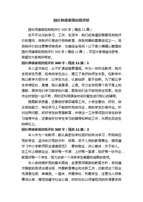 园长师德表现自我评价300字（精选11篇）