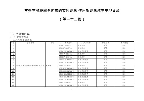 3.享受车船税减免优惠的节约能源 使用新能源汽车车型目录(第二十三批)