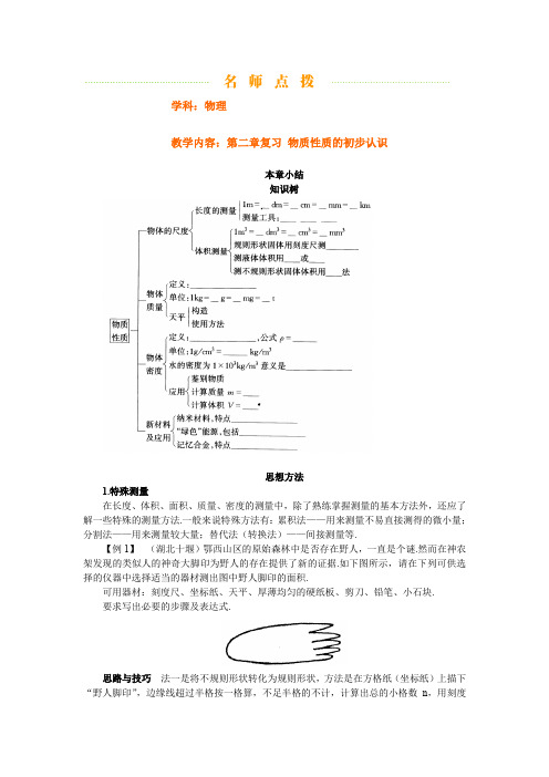 第二章《物质性质的初步认识》复习教案(北师大版八年级上).doc