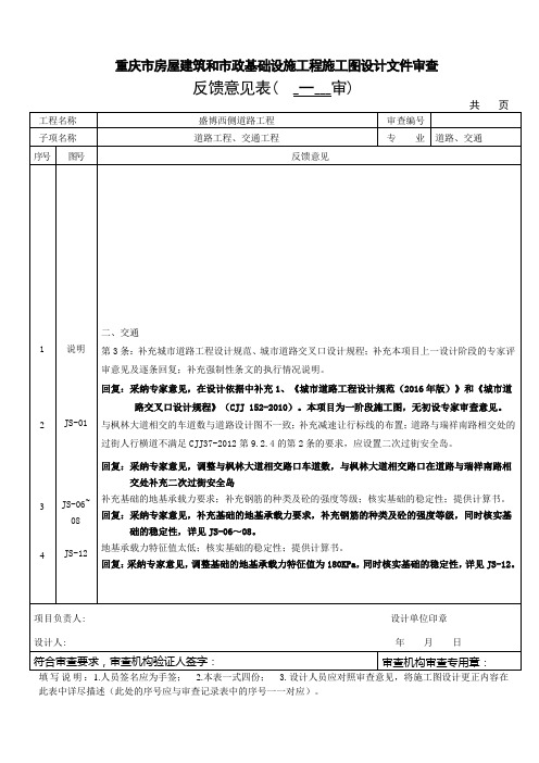 反馈意见表--交通2022