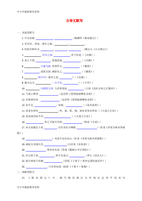 【中小学资料】山东省临沭县八年级语文下册 古诗文默写(无答案)