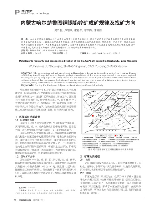 内蒙古哈尔楚鲁图铜银铅锌矿成矿规律及找矿方向