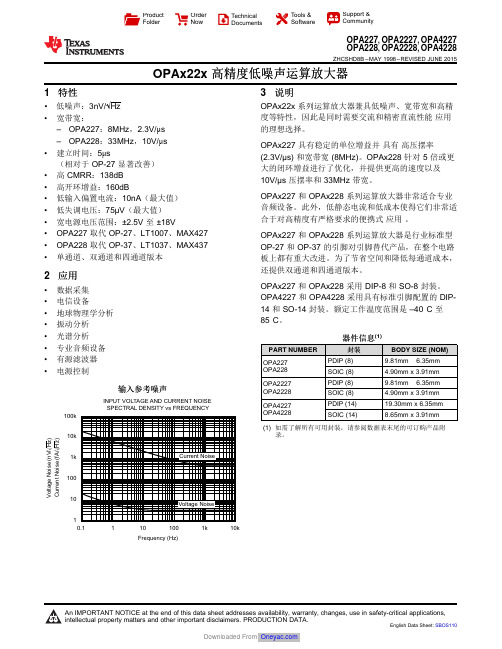 OPAx22x 运算放大器说明书