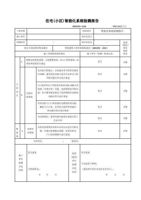 住宅(小区)智能化系统检测报告