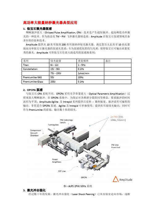 高功率大能量纳秒激光器典型应用