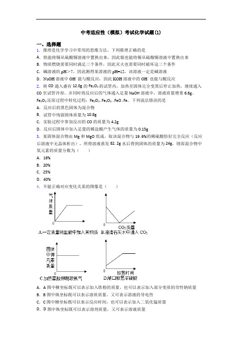 中考适应性(模拟)考试化学试题(1)