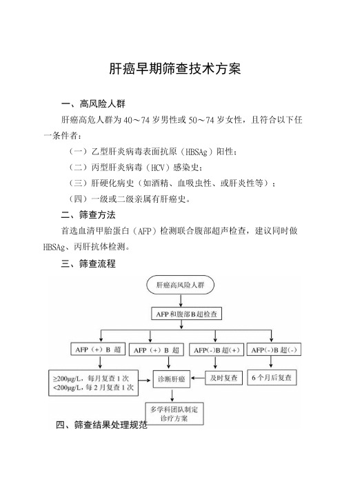 肝癌早期筛查技术方案