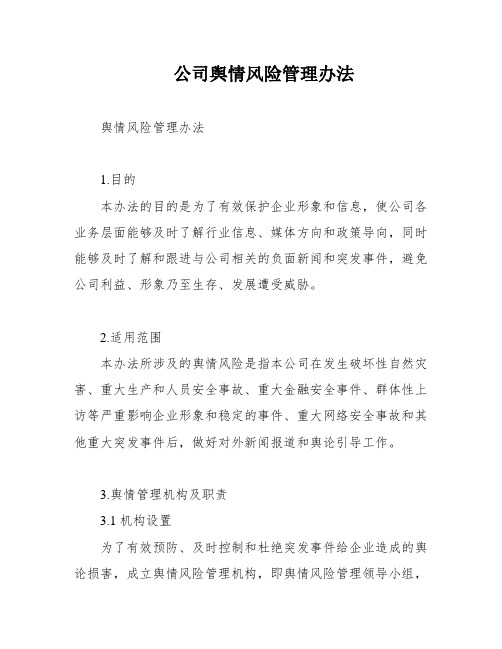 公司舆情风险管理办法