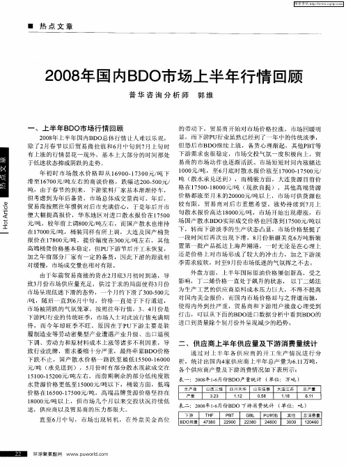 2008年国内BDO市场上半年行情回顾