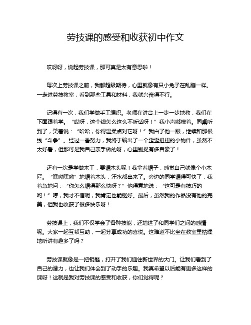 劳技课的感受和收获初中作文