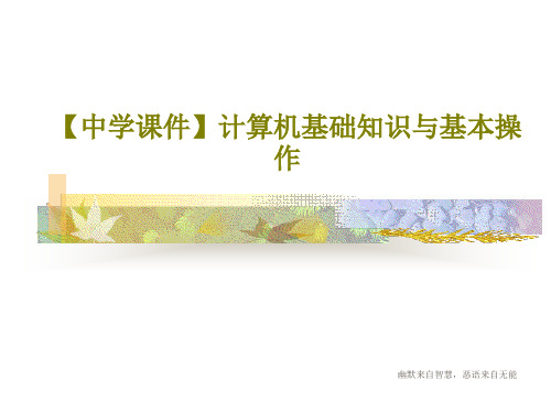 【中学课件】计算机基础知识与基本操作共20页文档