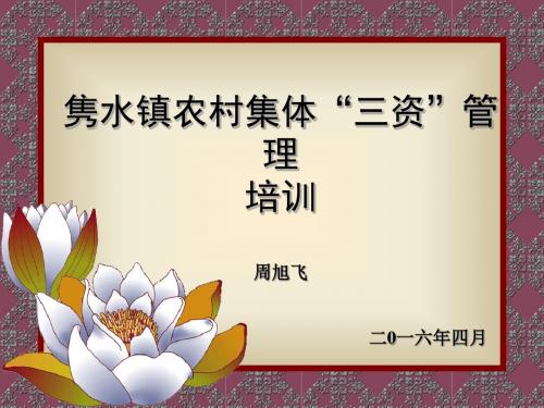 农村集体三资清理培训班课件(资产、资源)1教材