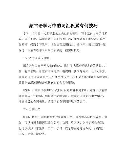 蒙古语学习中的词汇积累有何技巧