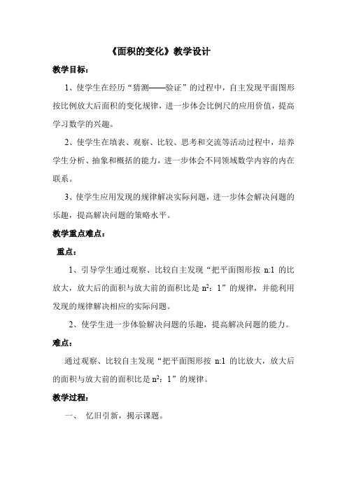 苏教版小学数学六年级下册 面积的变化-全国一等奖