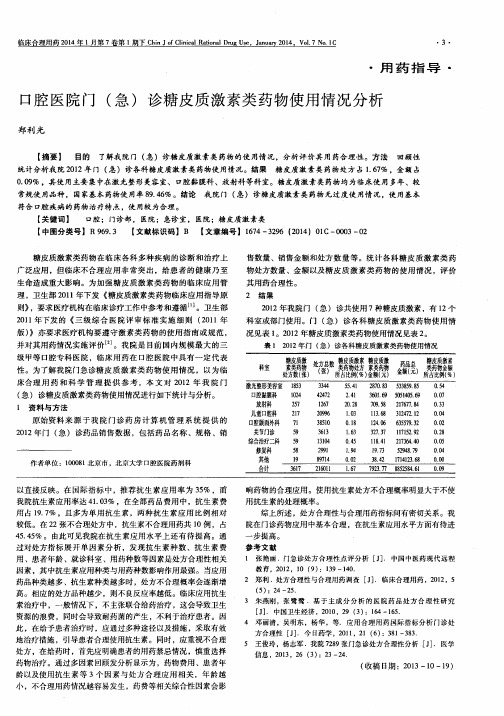 口腔医院门(急)诊糖皮质激素类药物使用情况分析