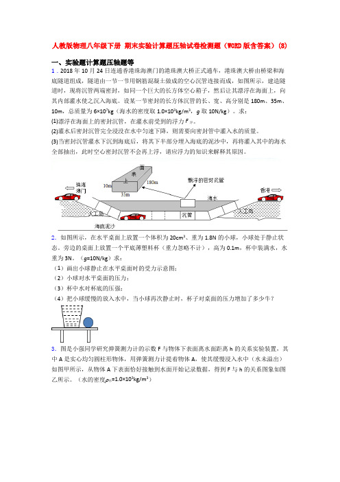 人教八年级人教初二物理下学期期末复习实验计算题物理试题