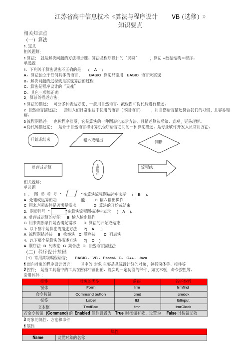 苏省高中信息技术《算法与程序设计vb(选修)