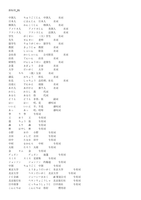 新标日初级单词