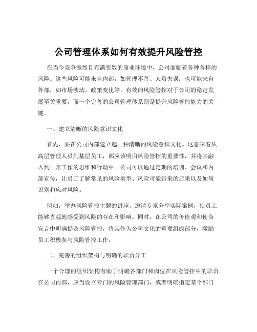 公司管理体系如何有效提升风险管控