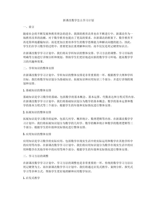 新课改数学怎么学习计划