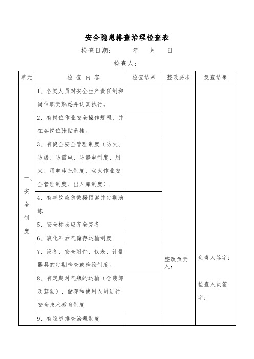 液化气站安全排查表