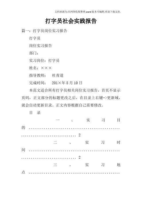 打字员社会实践报告doc