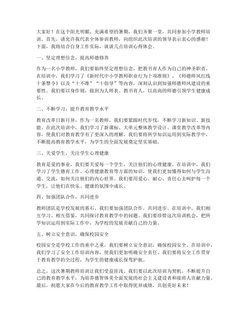 暑期小学教师培训发言稿