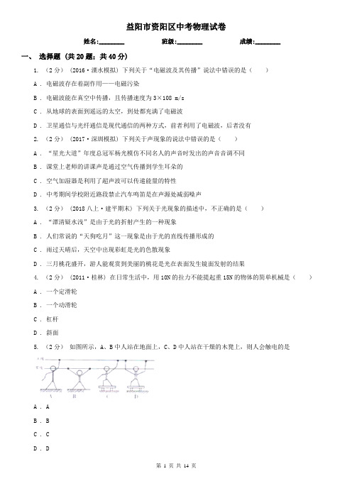 益阳市资阳区中考物理试卷