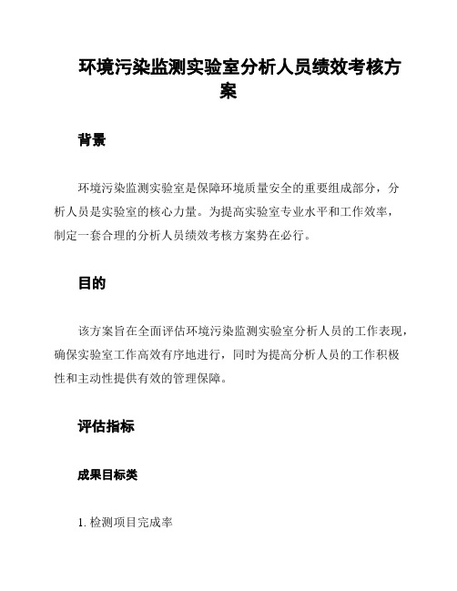 环境污染监测实验室分析人员绩效考核方案