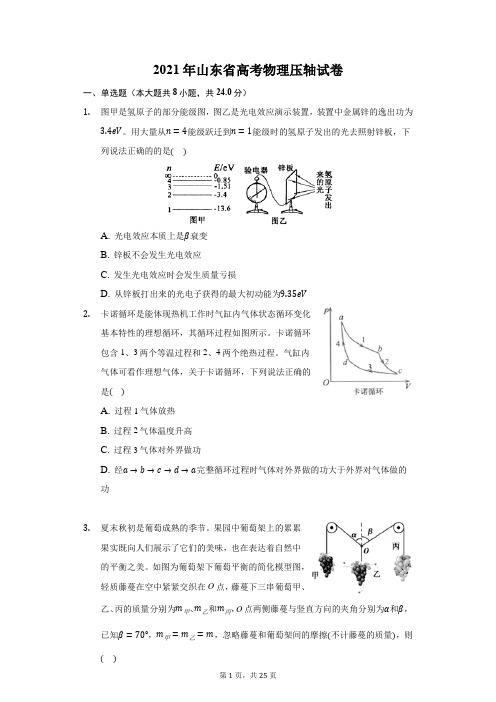 2021年山东省高考物理压轴试卷(附答案详解)