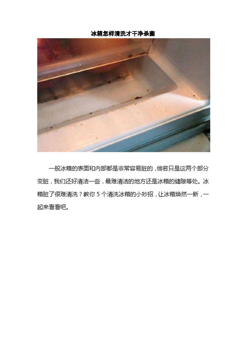 冰箱怎样清洗才干净杀菌