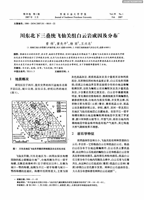 川东北下三叠统飞仙关组白云岩成因及分布