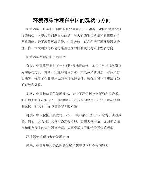 环境污染治理在中国的现状与方向