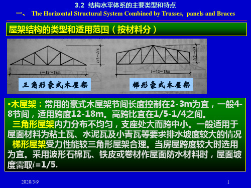 屋架结构的类型和适用范围(按材料分)