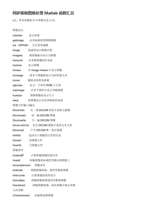 冈萨雷斯图像处理Matlab版本函数汇总