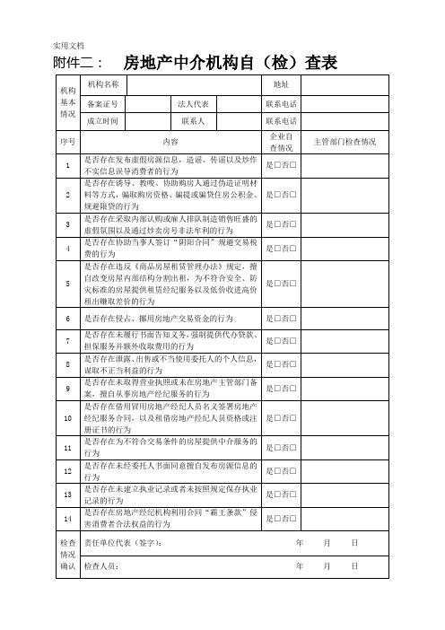 房地产开发企业经营行为检查表