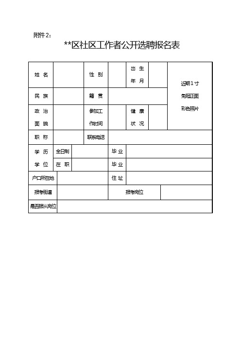 西夏区社区工作者公开选聘报名表【模板】