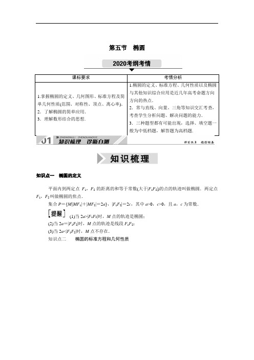 山东2021新高考数学一轮复习第八章平面解析几何8.5.1椭圆及其几何性质学案含解析.doc