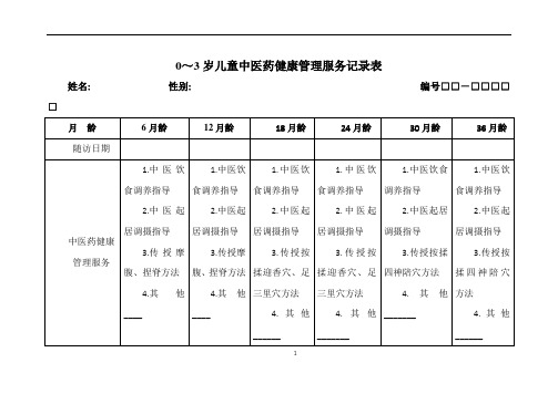 0-3岁儿童中医药健康管理服务记录表