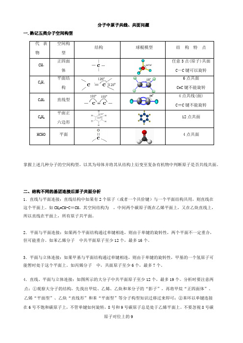 专题：有机物共线共面解析