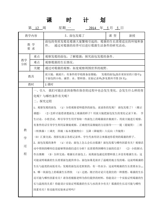 13-14第二学期四年级科学第十二周教案(1、2)A