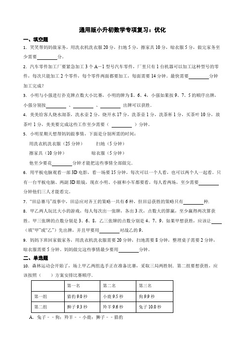 小升初专项复习：优化(试题)六年级下册数学通用版