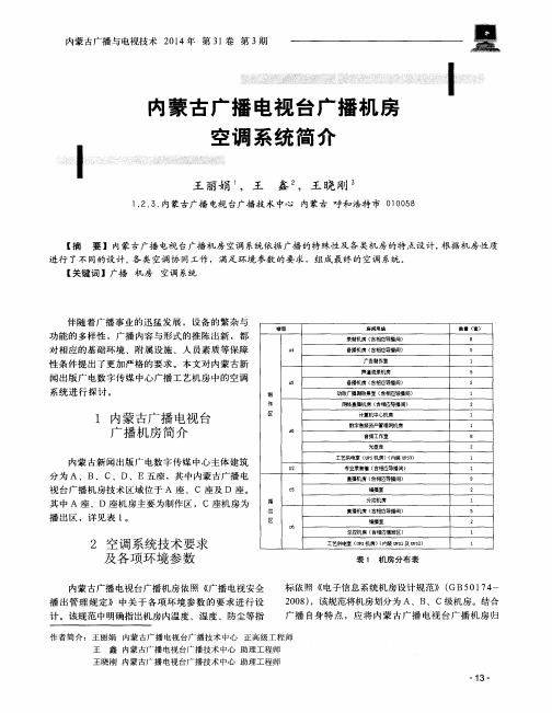 为蒙古广播电视台广播机房空调系统简介