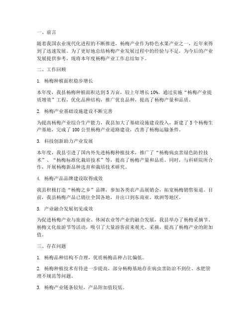 杨梅产业工作总结报告范文